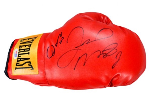 Floyd Mayweather Jr. and Oscar De La Hoya Dual-Signed Red Everlast Boxing Glove 